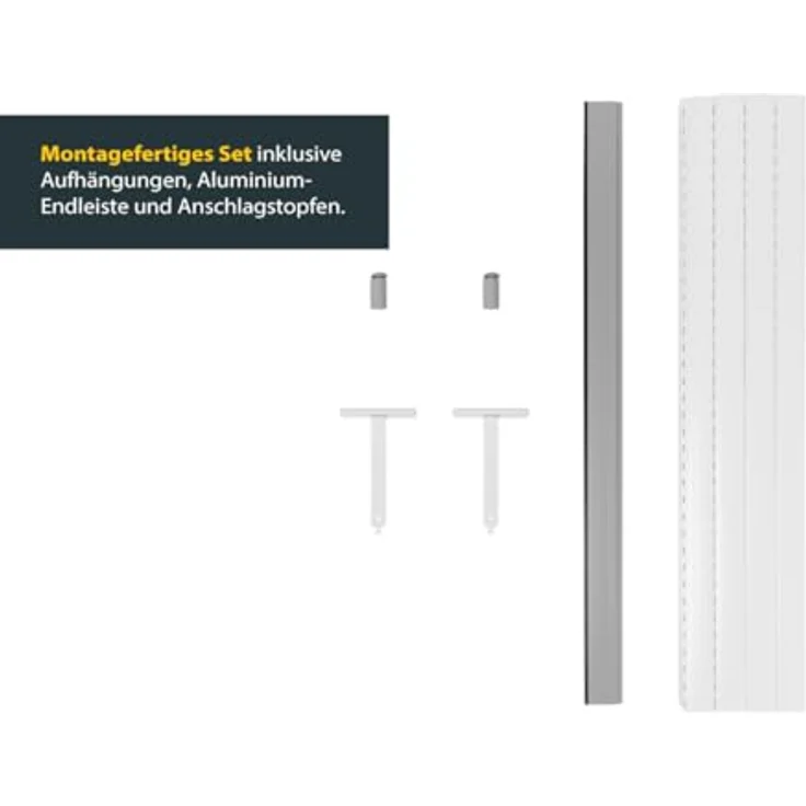 Schellenberg 20090 Rolladenpanzer Set PVC Mini, 100 x 120 cm, weiß, kürzbar, inkl. Aufhängungen, Alu-Endleiste, Anschlagstopfen – Bild 5