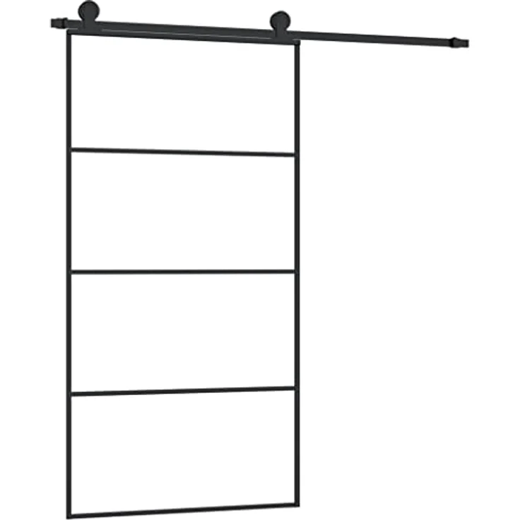 vidaXL Schiebetür 102,5x205 cm, ESG-Glas & Aluminium, schwarze Innentür mit Geräuschdämpfung, inklusive Montagebeschläge – Bild 1