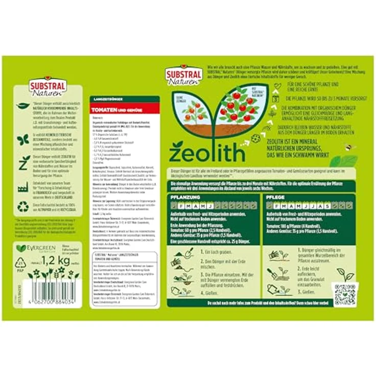 SUBSTRAL Naturen Langzeitdünger für Tomaten & Gemüse, 1,2 kg, Organisch-mineralische Formel mit Zeolith für kräftige Pflanzen und reichhaltige Ernte – Bild 3