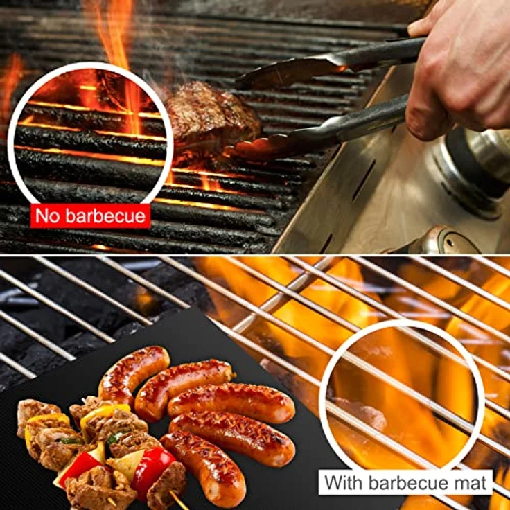 Homealexa Grillmatte 5er Set, Antihaft BBQ Grillmatten 40x33cm, wiederverwendbar, PFOA-frei, hitzebeständig bis 260°C für Gasgrill und Holzkohlegrill – Bild 3