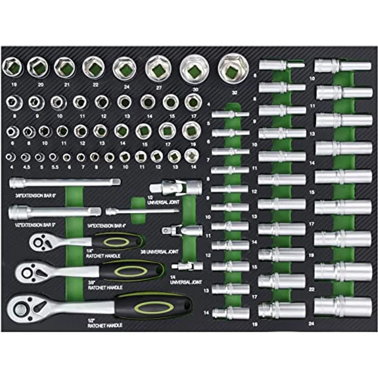Profi Werkstattwagen Einlagen Set grün Werkzeugeinlagen 520x400mm bestückt 6 Stück – Bild 3