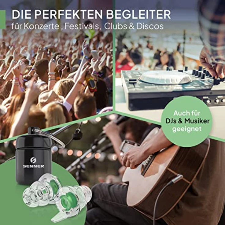 Senner Gehörschutzstöpsel MusicPro Hi-Fi Ohrstöpsel für Musiker, SNR 20 dB, transparent, ideal für Konzerte und Festivals, hypoallergen, mit Aluminium Behälter – Bild 4