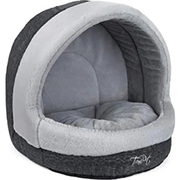 TrendPet LunaHome Kuschelhöhle, für Hunde und Katzen, grau-beige mit dicker Polsterung, 42x43x46 cm