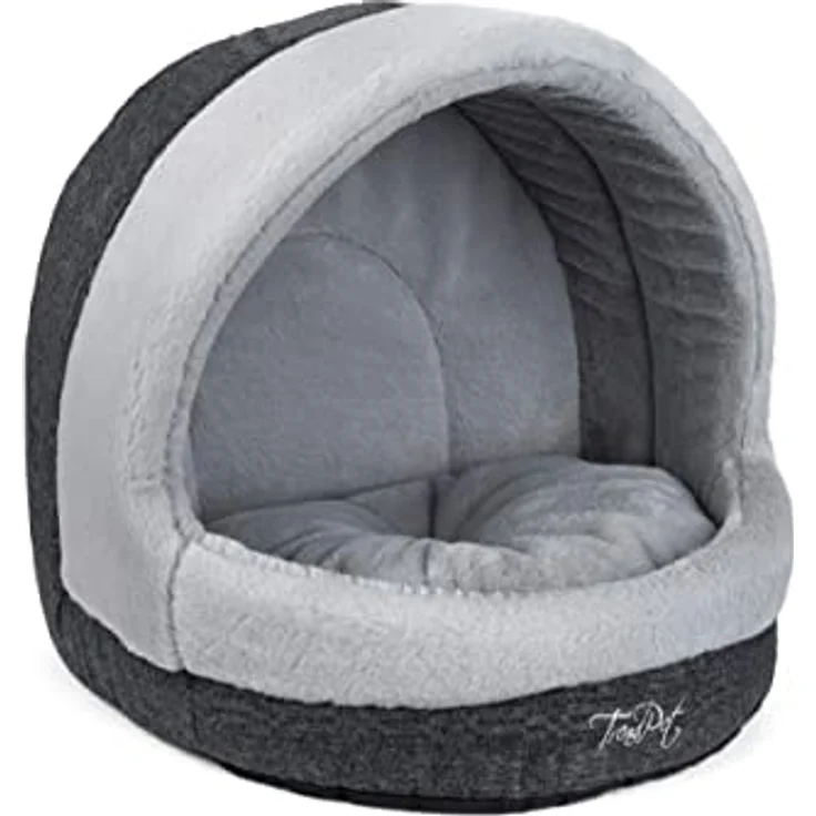 TrendPet LunaHome Kuschelhöhle, für Hunde und Katzen, grau-beige mit dicker Polsterung, 42x43x46 cm – Bild 1