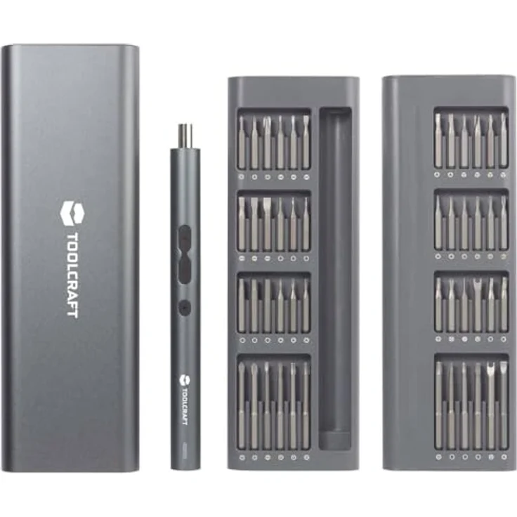 Toolcraft TO-9610278 E-Schraubendreher 3.7 V 350 mAh Lithium inkl. Ladekabel, inkl. Aufbewahrungsbox, Aluminiumlegierung, USB Type-C-Ladeanschluss – Bild 1