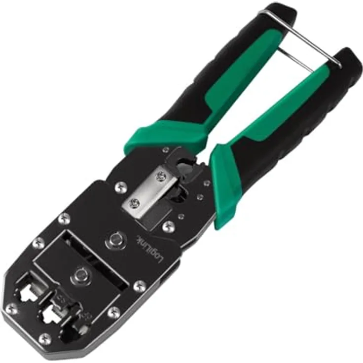 LogiLink WZ0079 Multifunktions-Crimpzange 6-in-1 für CAT3-CAT7 Kabel mit Schneide- und Abisolierfunktion für RJ45, RJ12, RJ11, gehärteter Stahl