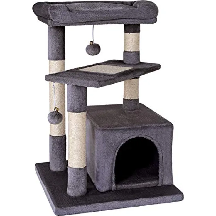 lionto Kratzbaum Kletterbaum Katzenkratzbaum Katzenbaum Höhe 75 cm, dunkelgrau