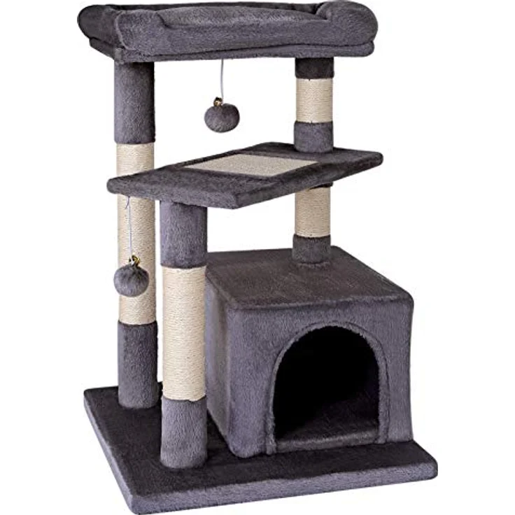 lionto Kratzbaum Kletterbaum Katzenkratzbaum Katzenbaum Höhe 75 cm, dunkelgrau – Bild 1