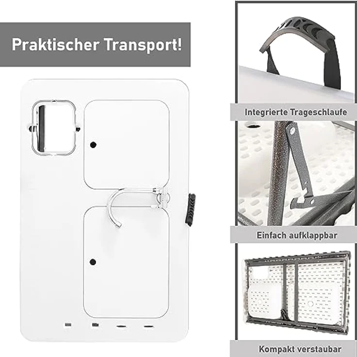 Lemodo Kunststoffspüle Filetiertisch klappbar mit zwei Becken und Abdeckungen, 101/65.5 cm, weiß, robustes Material, wetterbeständig, Outdoor-Spüle, Multifunktionswaschtisch - Preisvergleich – Bild 7