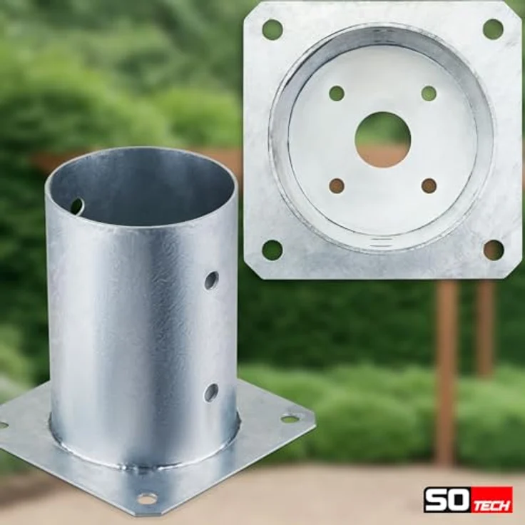 SO-TECH® Pfostenträger für Rundholz, feuerverzinkter Stahl, Spar-Set 2-St, Höhe 152 mm, Ø 100 mm, mit Schrauben – Bild 4