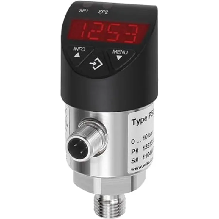 Riegler 103074-EDS-2 Elektr. Druckschalter mit Digitalanzeige, M12x1, G 1/4, 0-2,5 bar, Edelstahl, individuell programmierbare Schaltfunktionen