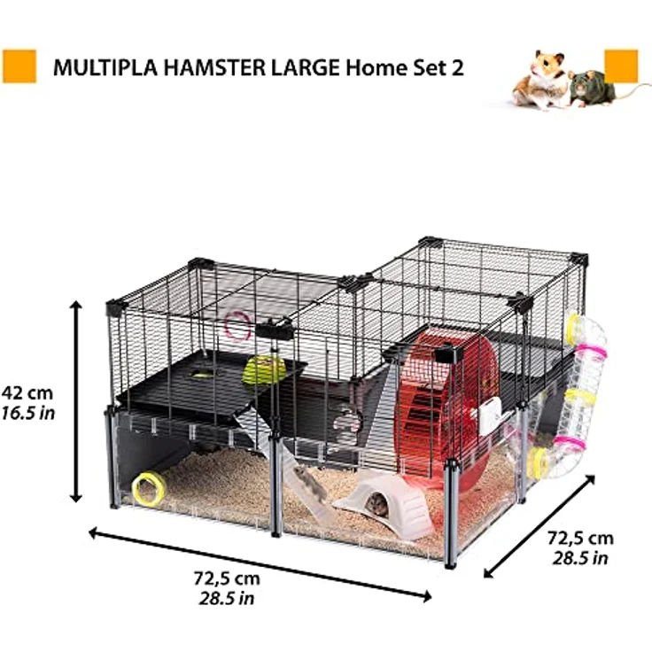 Ferplast MULTIPLA Hamster Large, modularer Käfig aus Metallgitter und recyceltem Kunststoff mit Zubehör, 107,5 x 37,5 x H 42 cm – Bild 4