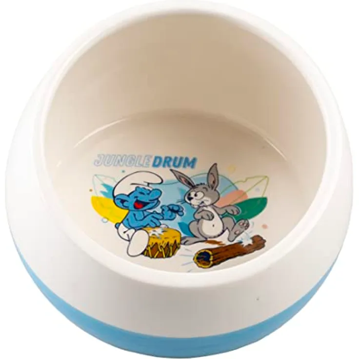 Smurfs duvoplus, Smurftastic Futternapf und/oder Futternapf für Kaninchen und Nagetiere, 800 ml, Keramik, robust und stabil, für Trocken- und Nassfutter sowie Wasser, spülmaschinenfest