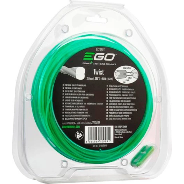 EGO POWER PLUS Trimmerfaden AL2050T, 50 m Länge, 2 mm Fadendurchmesser, passend für ST1300E, robuster Mähfaden für hohe Standzeiten