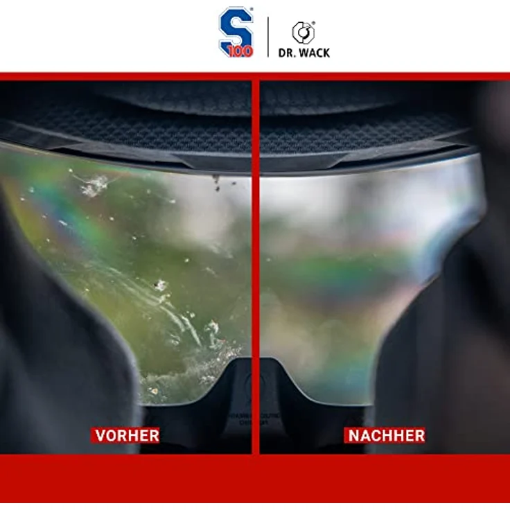 DR WACK Dr. Wack S100 Visier- und Helmreiniger 100 ml, inkl. Mikrofasertuch - Kratz- und streifenfreie Reinigung, für Mehrfachanwendung - Preisvergleich – Bild 5