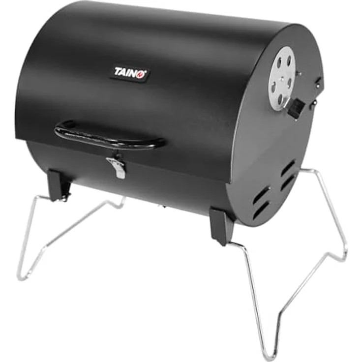 TAINO CHAROX Holzkohlegrill, tragbarer kompakter Tischgrill für Balkon und Camping, 37x34,5 cm Grillfläche, schwarz – Bild 1