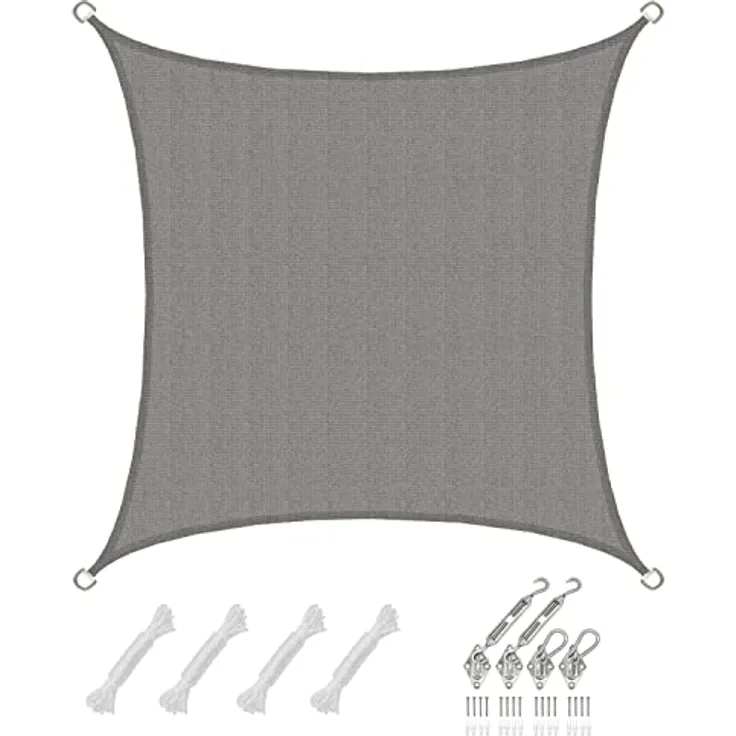 AMANKA 2x2 UV Sonnensegel Quadratisch Wasserdurchlässig - Sonnenschutz Terrassenüberdachung mit Befestigung - Sonnendach Terrasse Balkon Wohnwagen Carport Hasenstall Pool Segel Sichtschutz Garten