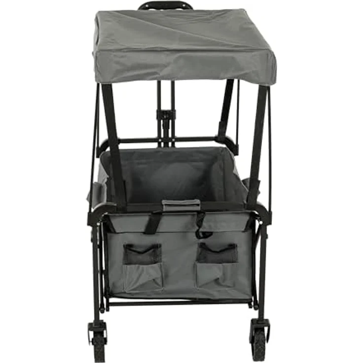 Greemotion Bollerwagen mit Dach, Faltbarer Handwagen aus 600D-Polyester, 90 x 103 x 50 cm, schwarz/grau – Bild 3