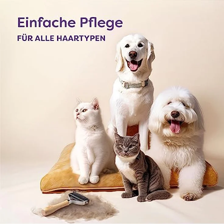 Hundebürste - Effektives Entfernen von Unterwolle - Nachhaltiges FSC-Holz - Weiche Pflege - Doppelseitige Fellbürste - Hunde & Katzen Bürste – Bild 4