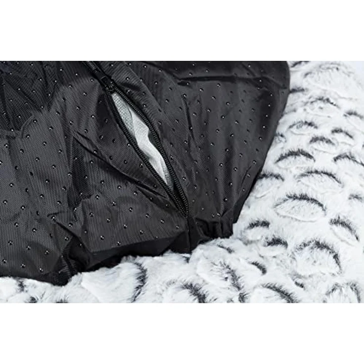 TRIXIE rutschfestes und besonders weiches Tierbett für Hunde Bett Mila, RUND, PLÜSCH, Ø 50 cm, WEIß-GRAU mit abnehmbarem, waschmaschinengeeignetem Bezug und fest integriertem Kissen - 38985 – Bild 3