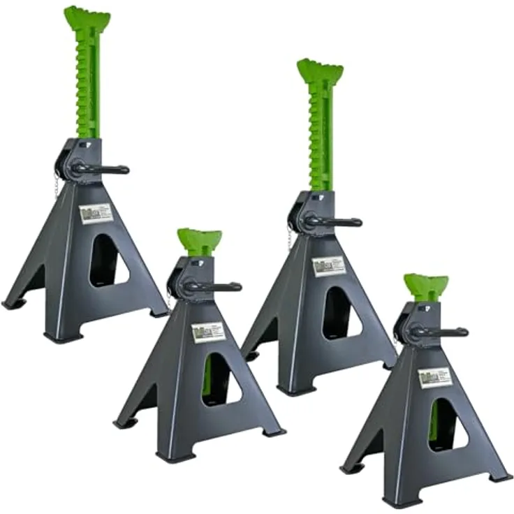 TRUTZHOLM Sägebock 4 Stück, 12 Tonnen Traglast pro Stütze, höhenverstellbar von 490 bis 750 mm, grün/anthrazit