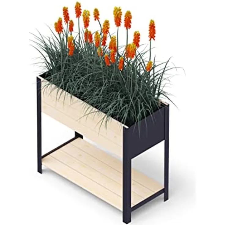 Upyard ModernBox High modernes Hochbeet aus Holz - ergonomisches Hochbeet für Balkon, Terrasse, Garten - Pflanzkasten für Gemüse und Kräuter, 78x36x72, Naturholz