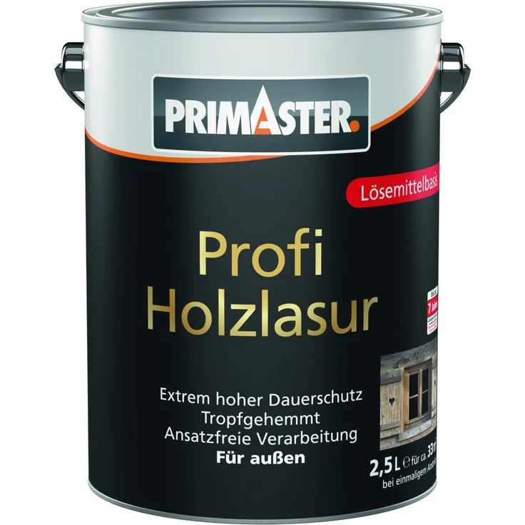 Primaster Profi Holzlasur, 2,5 L, Hochwertiger Holzschutz für Innen- und Außenbereiche, Farbe: kiefer