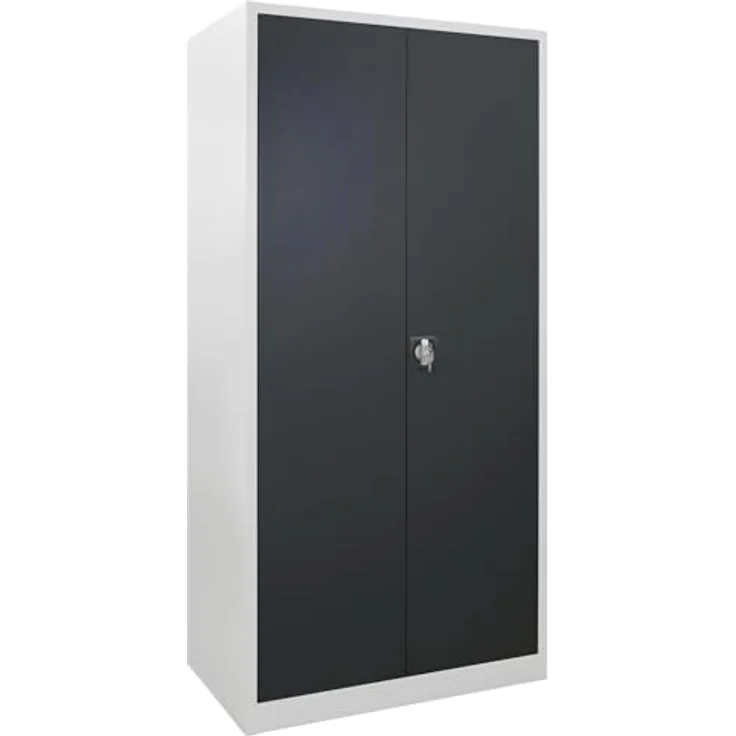 ADB Flügeltürenschrank RAL7035/7016, H 1950 x B 920 x T 500 mm | Metallschrank mit 50 kg Fachbodenbelastung | Werkstattschrank | Lagerschrank – Bild 1