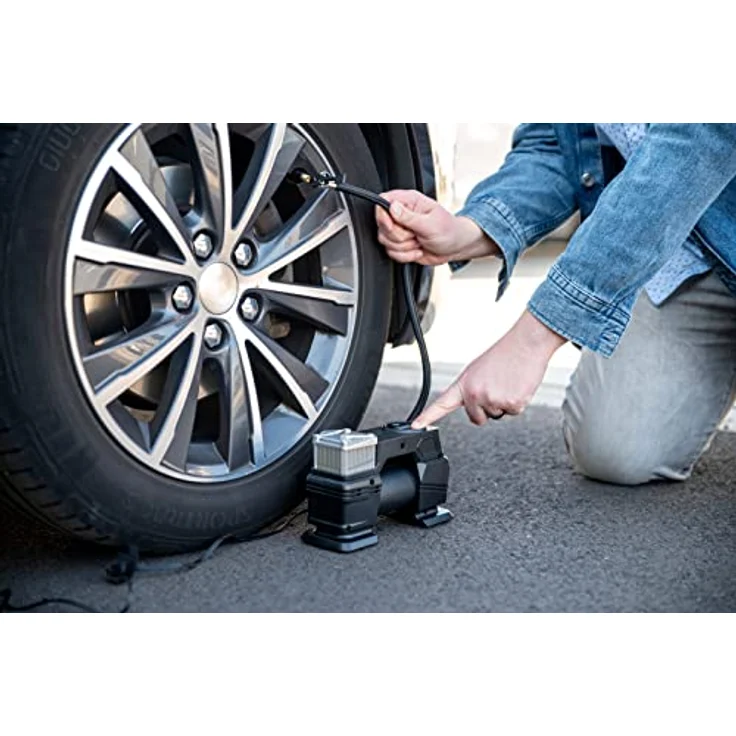 Dunlop Digitaler Luftkompressor - Luftpumpe 150PSI/10Bar - Inkl. 3 Aufsätze - Digitale LED Anzeige - Schwarz – Bild 7