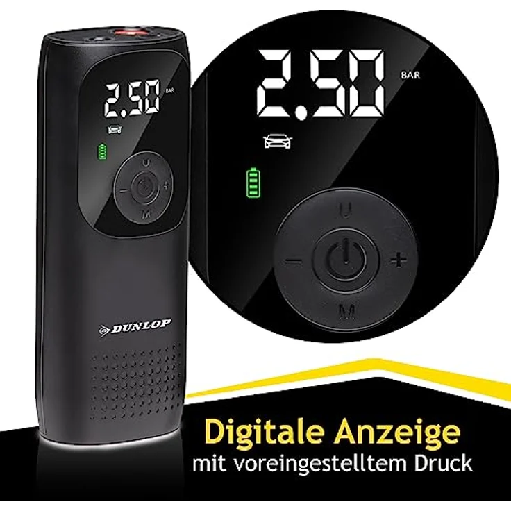 DUNLOP Elektrische Luftpumpe 150PSI - Akku Kompressor mit USB-C Anschluss - Schwarz – Bild 4