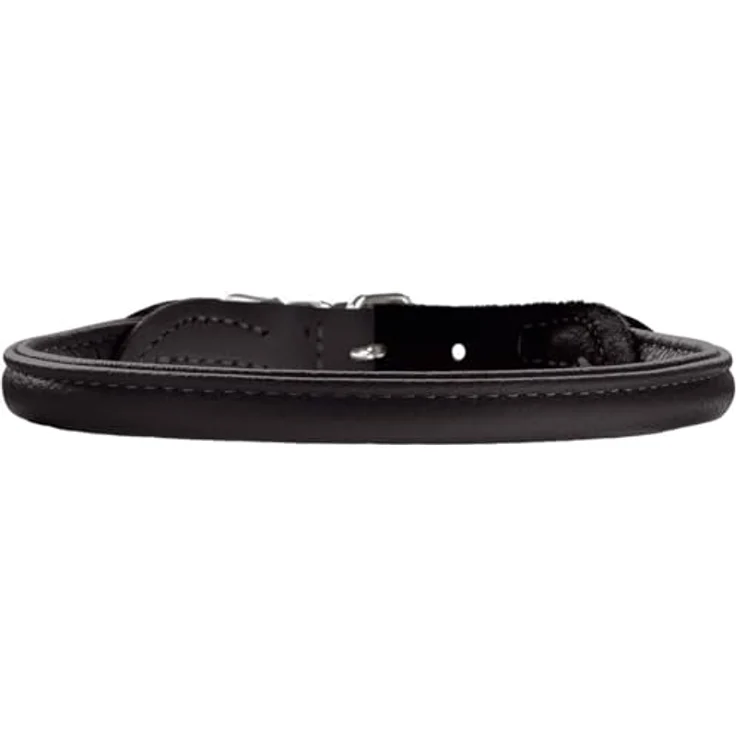 Hunter Hunde-Halsband Round & Soft Elch-Leder schwarz S-M – Bild 3