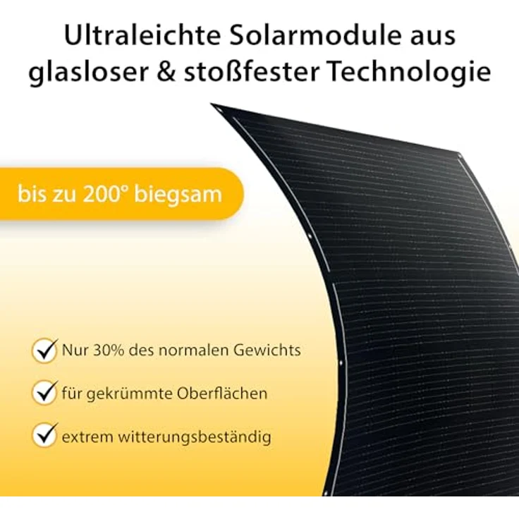 VALE Balkonkraftwerk 800 Wp Full Black, flexibles Solarpanel Set mit EcoFlow Stream Wechselrichter, 4x 200 W, 5m AC-Kabel – Bild 5