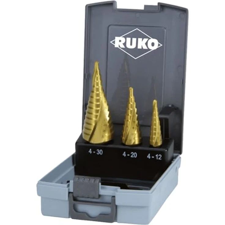 RUKO Stufenbohrersatz HSSTiN Terrax, gerade Nut, TiN Beschichtung, 980 g, in Rose Box – Bild 1