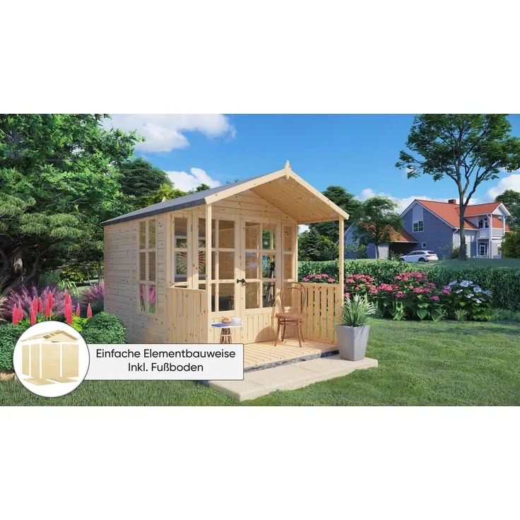 BERTILO Gartenhaus Salisbury, BxT: 214x305 cm, Inklusive Fussboden, nordische Fichte, Sprossenfenster mit Sicherheitsglas - Preisvergleich