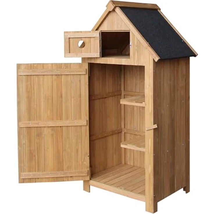Wiltec Gartenhaus schmal aus Fichtenholz mit Bitumendach 770x540x1370mm für Garten, Terrasse & Balkon - Vielseitiger Geräteschuppen aus langlebigem Holz – Bild 1