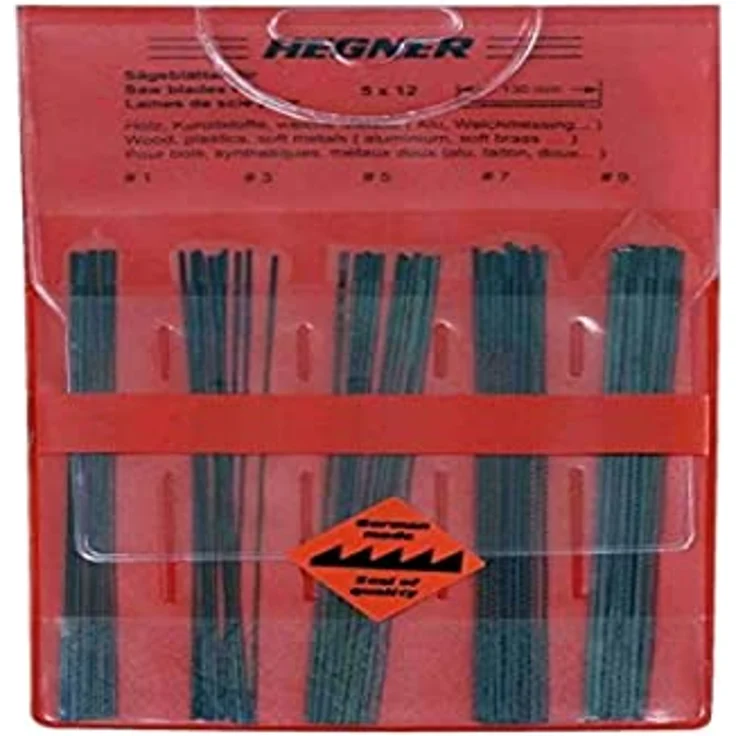 Hegner Sortiment Sägeblätter 60-Stück für Holz, Kunststoffe und weiche Metalle, jeweils 12-Stück der Größen 1, 3, 5, 7 und 9 – Bild 2
