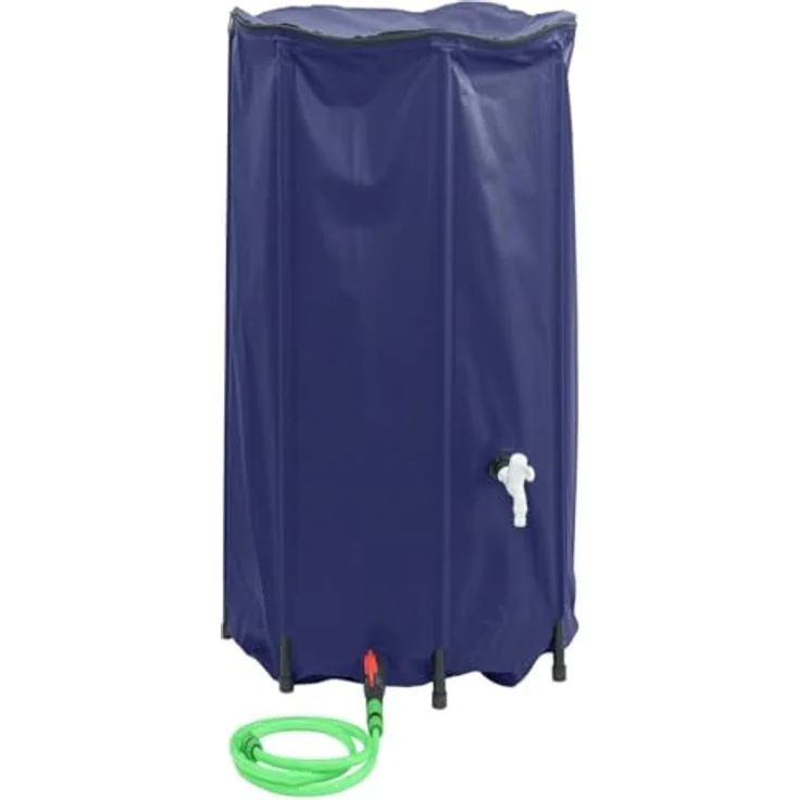 vidaXL Faltbarer Wassertank 380 L PVC mit Wasserhahn, blau, langlebig und reißfest, inkl. Wasserschlauch – Bild 1