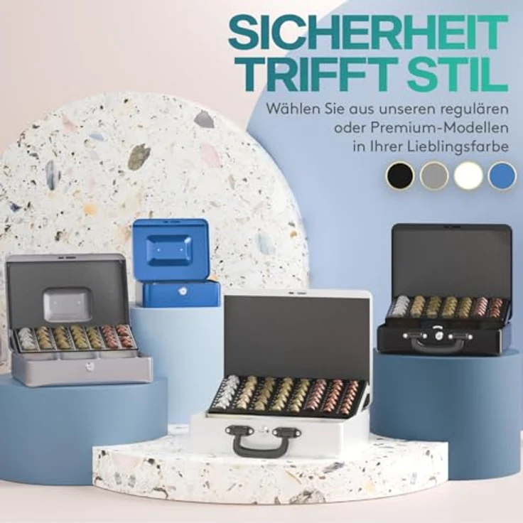 ACROPAQ Geldkassette abschließbar - Kasse mit Münzzählbrett, Groß 24 x 30 x 9 cm - Abschließbare Box, Geldkasse, Geldkoffer geeignet für Geldaufbewahrung - Silber - 10005S – Bild 8