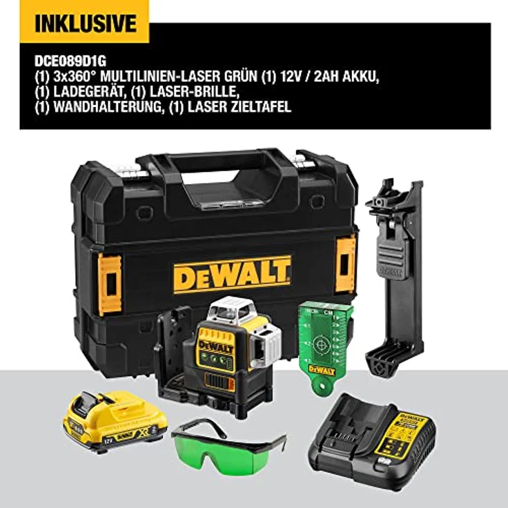 Dewalt Linienlaser (selbstnivellierender 3x360°,10,8V, 2Ah, manueller Modus ab 4° (Blinkmodus), Arbeitsbereich: 30M (60M mit Empfänger), Genauigkeit: +--3mm10m, IP65) grün – Bild 3