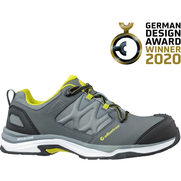Albatros ULTRATRAIL LOW Arbeitsschuh, Vollrindleder in grau mit gelben Applikationen, ESD und FAP®-Durchtrittschutz – Bild 1