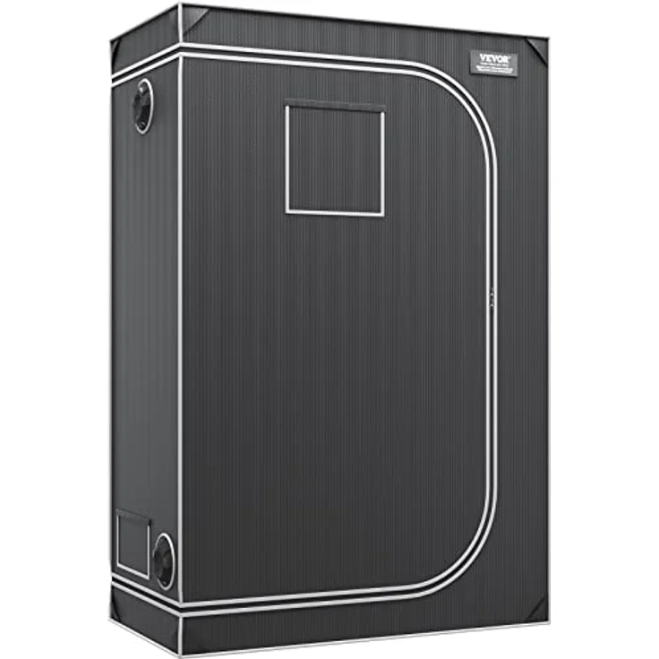 VEVOR Growbox GT2000D24, 122 x 61 x 183 cm Gewächshaus mit 22 mm Stahl-Rahmen, 2000D Oxford-Gewebe, Tragfähigkeit 60 kg, geeignet für 150 W Wachstumslicht, Schwarz + Grau – Bild 9