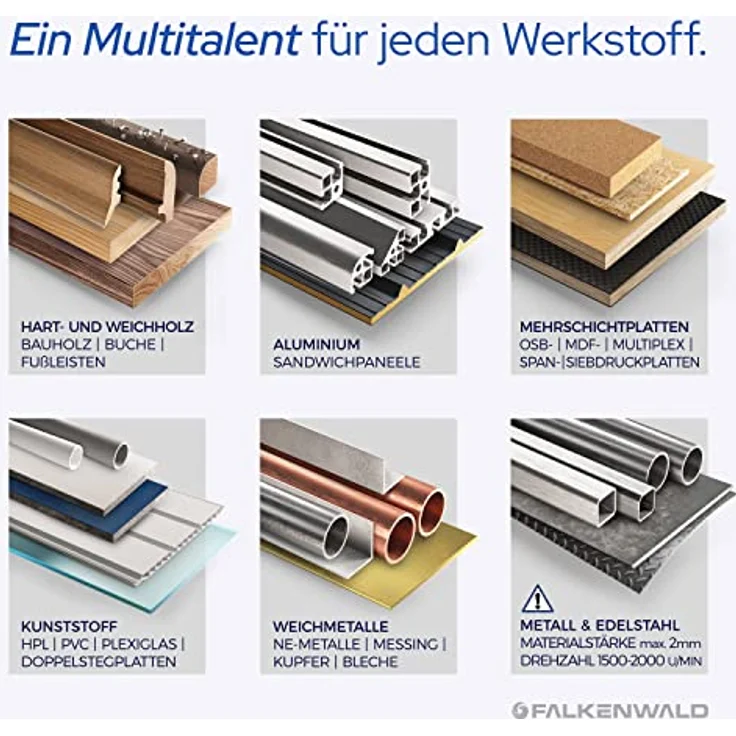 FALKENWALD ® Sägeblatt 85x15 mm, Multi Material Hartmetall Kreissägeblatt für Holz, Metall & Alu, kompatibel mit Bosch & Makita Sägewerken – Bild 2