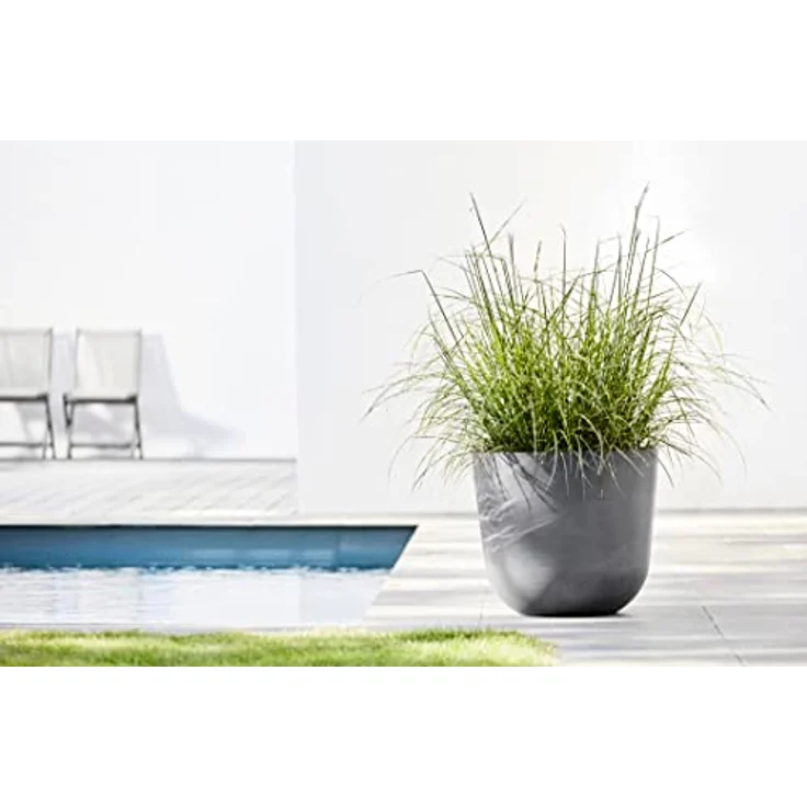 Ecopots Decolines 45 cm Ø graue Kunststoff-Blumentöpfe für den Außenbereich, wetterfest | Balkon- und Terrassentöpfe, Pflanzgefäße | Recyceltes Material, designed für 10 Jahre – Bild 5