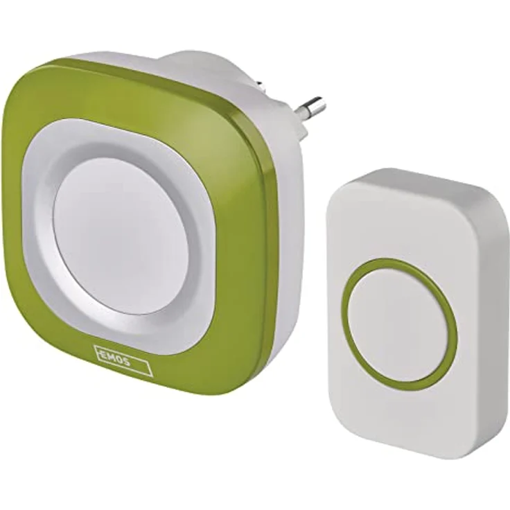 EMOS Funkklingel/Türklingel Set, 36 Melodien, 150m Reichweite, 4 Lautstärken bis 110 dB, weiß-grüne Klingel, batteriebetrieben, P5733G – Bild 2