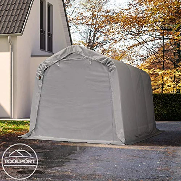 TOOLPORT Garagenzelt Carport 2,4 x 3,6 m, grau, wasserdichte PVC 800 N Plane und stabile Stahlrohrkonstruktion – Bild 2