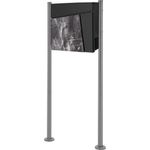 ML-DESIGN Standbriefkasten Briefkasten Postkasten mit Zeitungsfach, inkl. Standfuß, Briefkastenanlage mit Ständer Silber 120cm Mailbox mit Pfosten, Edelstahl, wetterfest, Marmoroptik