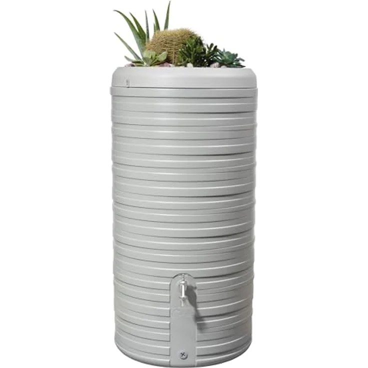 Garantia Nordic 2in1 Regenspeicher Komplett-Set 300 Liter steingrau mit Chrom-Auslaufhahn und Fallrohranschluss – Bild 2
