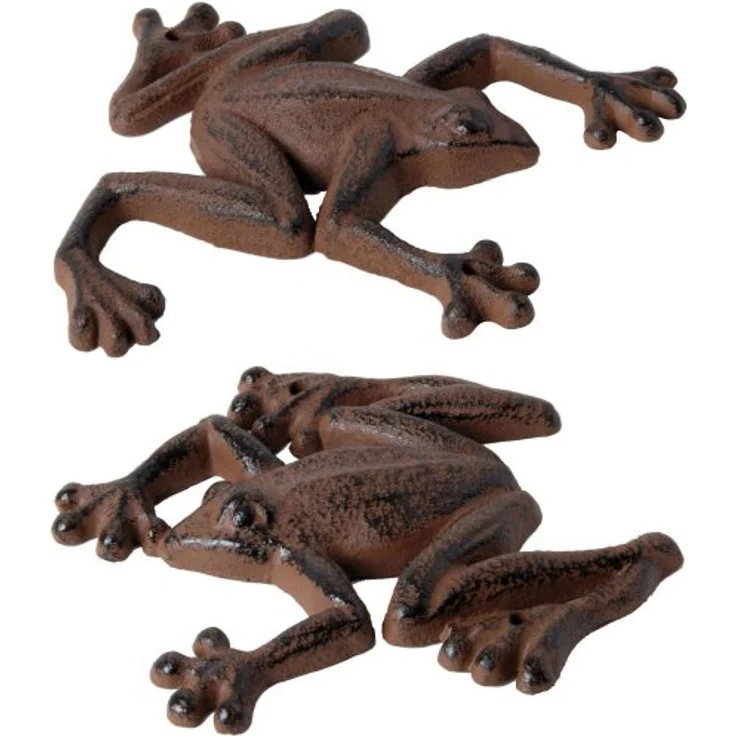 Esschert Design Gartenfigur, Skulptur Frosch aus Gusseisen, 1 Stück, sortiert, ca. 14 cm x 12 x 1,7 cm