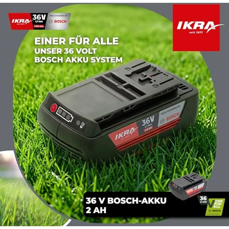 IKRA BOSCH 36 V Li-Ion Akku 2,0 Ah, kompatibel mit allen 36V BOSCH Geräten, mit LED-Ladezustandsanzeige und COOLPACK-Technologie – Bild 2