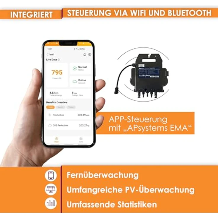 VALE Balkonkraftwerk 830Wp Full Black | APsystems 800 Watt Wechselrichter | Inkl. 5m AC-Kabel und Halterung – Bild 5